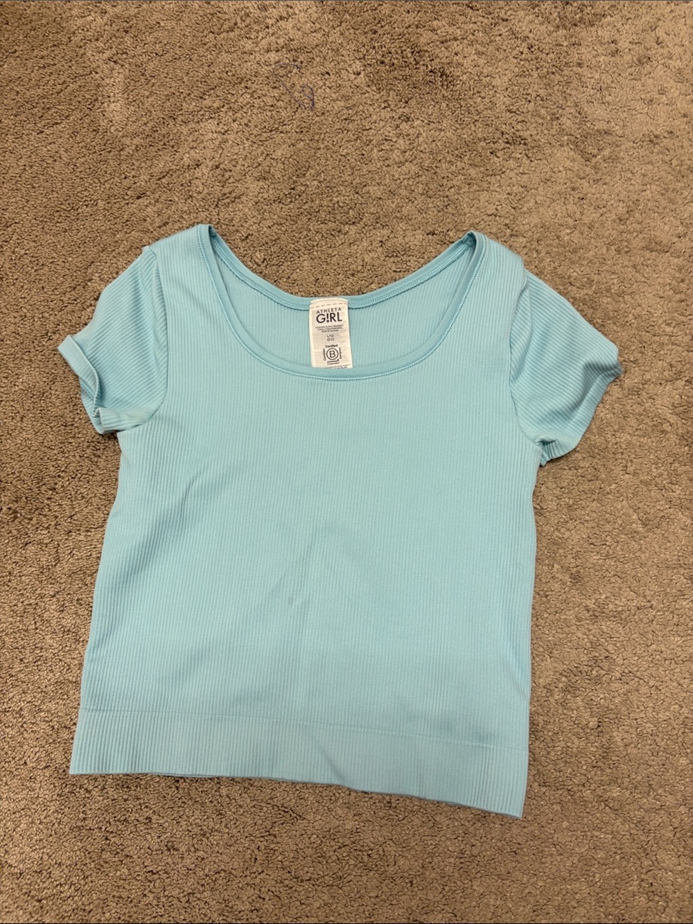 George Light Blue Ribbed Scoop Neck Short Sleeve Top